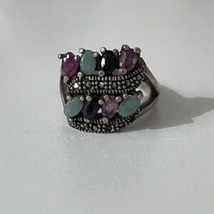 925 sterling silver Fashion ring with colourful stones